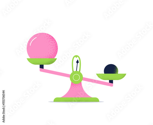 The vintage scale with saucers. Weight measurement. Flat vector illustration isolated on a white background.