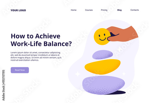 Balance stones. Wellness harmony. Physical and mental balance concept. Flat vector illustration for web banner, landing page, or promo.