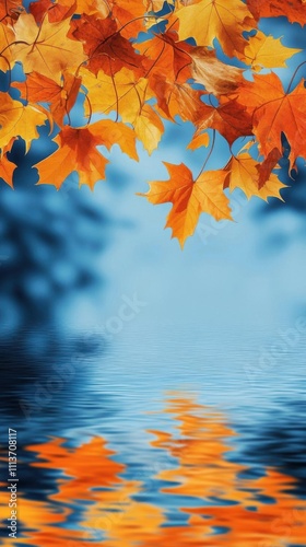 Autumn Leaves Reflecting in Water