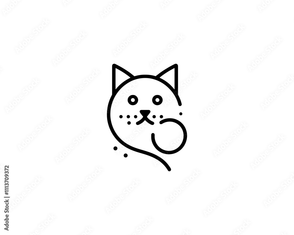 Minimalist Cat line art logo design icon vector illustration. Animal logotype concept. Outline cat logo. Minimalist Cat line art logo design icon vector illustration. Animal logotype concept. Outline cat logo.