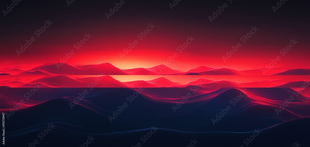 Illuminating the horizon a bold gradient of glowing crimson red over mountain landscapes digital art nighttime serenity abstract viewpoint Illuminating the horizon a bold gradient of glowing crimson red over mountain landscapes digital art nighttime serenity abstract viewpoint