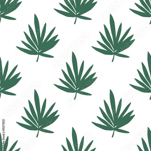 Seamless pattern with tropical leaves doodle for decorative print, wrapping paper, greeting cards, wallpaper and fabric