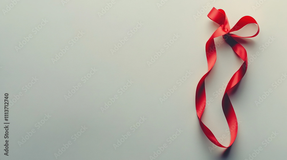 A single red ribbon curling elegantly on a plain white surface, representing the festive New Year spirit. A single red ribbon curling elegantly on a plain white surface, representing the festive New Year spirit.