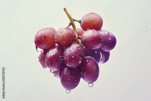 Fresh grapes with water droplets on a light background, showcasing vibrant colors and textures Perfect for food related themes and healthy living photo