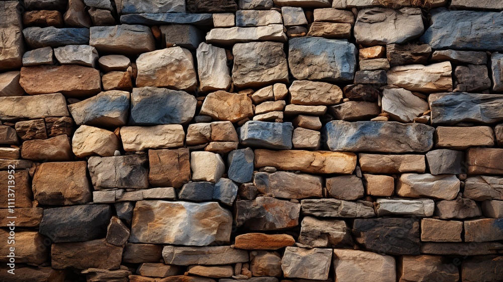 Fototapeta premium Stacked Stone Wall Background HD 8K wallpaper Stock Photographic Image