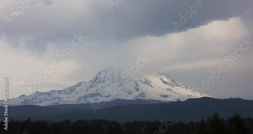 Mountain with fog timelapse