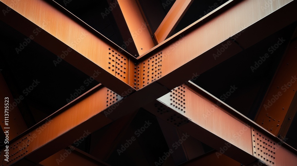 Fototapeta premium Intersecting Steel Beams Architectural Structure Design