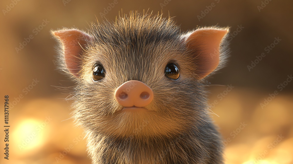 A cute, furry baby hedgehog looks at the camera with big eyes. A cute, furry baby hedgehog looks at the camera with big eyes.
