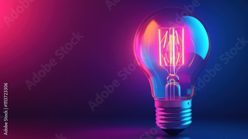 A colorful light bulb glows against a gradient background, creating a vibrant atmosphere.