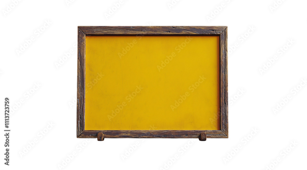 Rustic Wooden Frame with Yellow Background Blank Signboard Mockup Rustic Wooden Frame with Yellow Background Blank Signboard Mockup