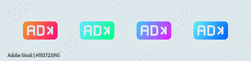 Skip ad solid icon in gradient colors. Advertisement signs vector illustration.