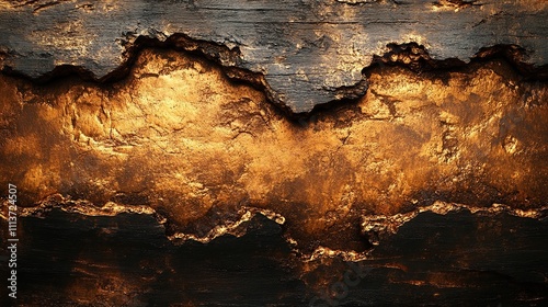 Golden Gorge: A Textured Abstract of Black and Gold