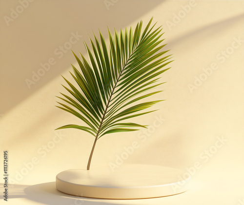 Green palm leaf on stand