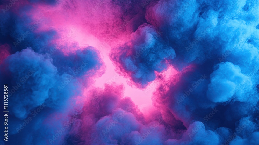 Obraz premium Vibrant abstract clouds in blue and pink hues create a surreal, atmospheric background.