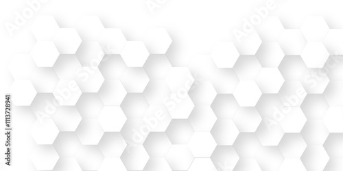 Fototapeta Naklejka Na Ścianę i Meble -  White Hexagonal Background. Luxury White Pattern. 3D Futuristic abstract honeycomb mosaic white background. geometric mesh cell texture. modern futuristic wallpaper.