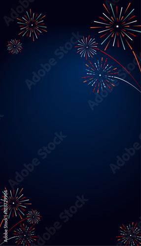 Potrait Blue Gradient New Year Background with Colorful Firework