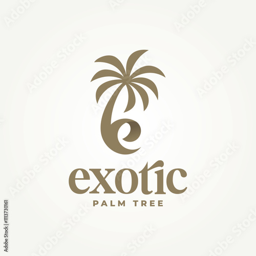 Wallpaper Mural Initial letter E palm tree icon logo vector illustration design. simple modern vacation, travel, holiday logo concept Torontodigital.ca