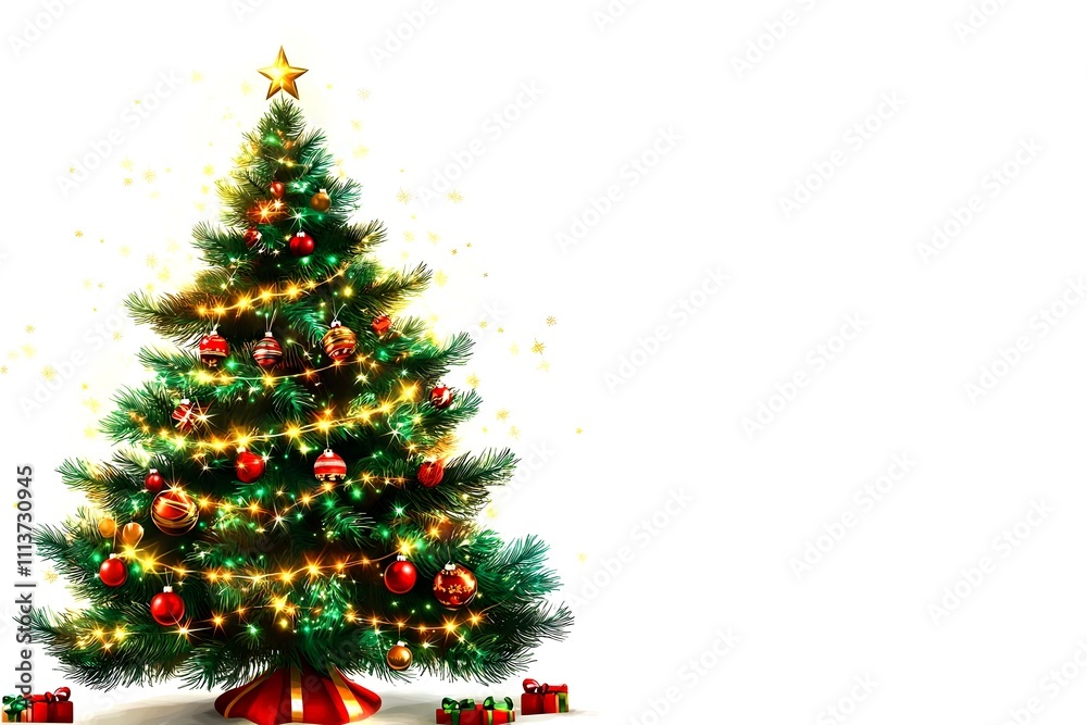 Christmas tree on white background. Place for text. Christmas tree on white background. Place for text.