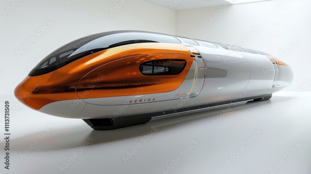 A futuristic transport pod with a sleek design and aerodynamic features. A futuristic transport pod with a sleek design and aerodynamic features.