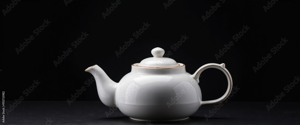 Elegant ceramic teapot on a black background, perfect for tea lovers and gatherings Elegant ceramic teapot on a black background, perfect for tea lovers and gatherings
