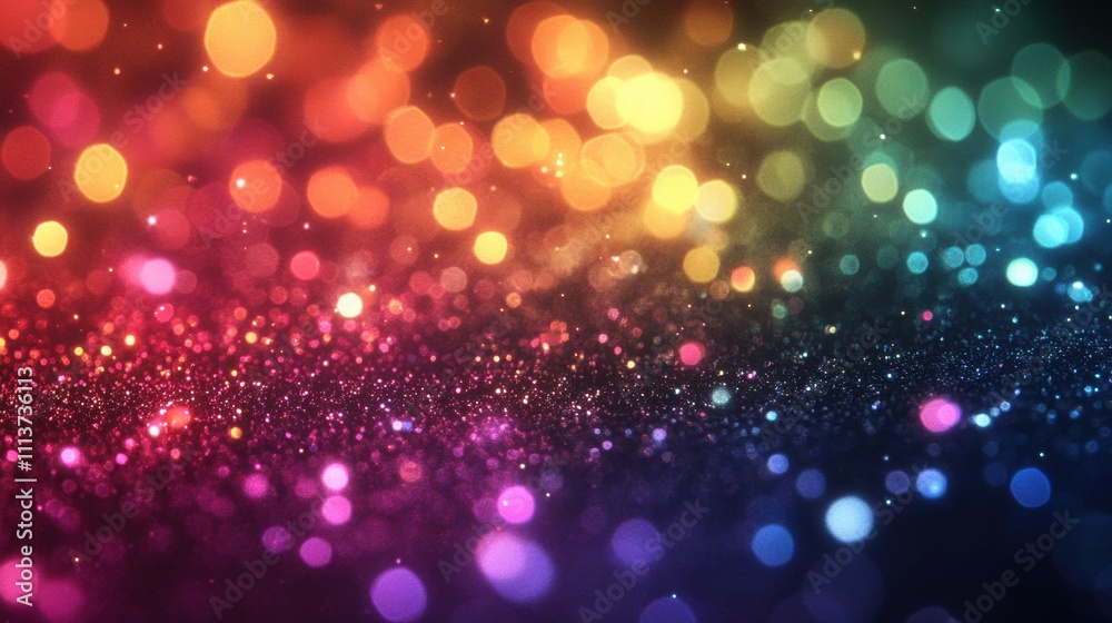 A colorful display of sparkling bokeh lights in vibrant hues of rainbow, creating a dreamy, festive atmosphere. A colorful display of sparkling bokeh lights in vibrant hues of rainbow, creating a dreamy, festive atmosphere.