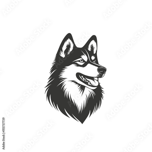 Aggressive Alaskan Malamute Dog logo