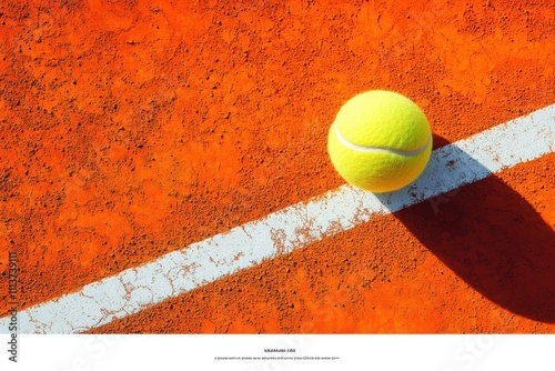 Tennis ball on a tennis court with a shadow of a tennis ball photo