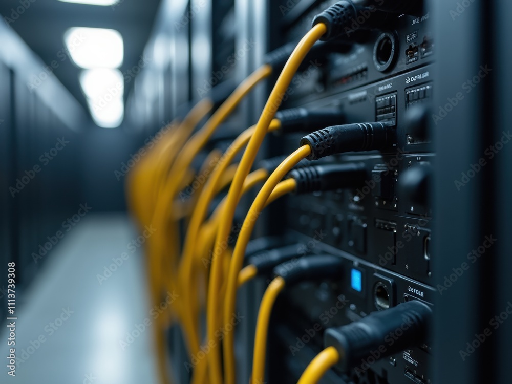 Networking Cables Connected to Servers in a Modern Data Center During an Operational Evaluation Networking Cables Connected to Servers in a Modern Data Center During an Operational Evaluation