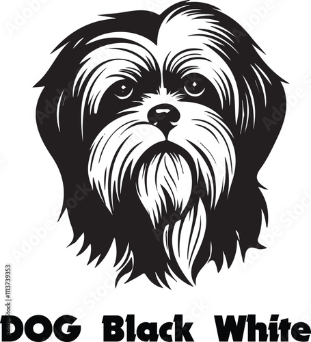 A simple Yet Elegant Black Silhouette of a shih TZU Dog Illustration