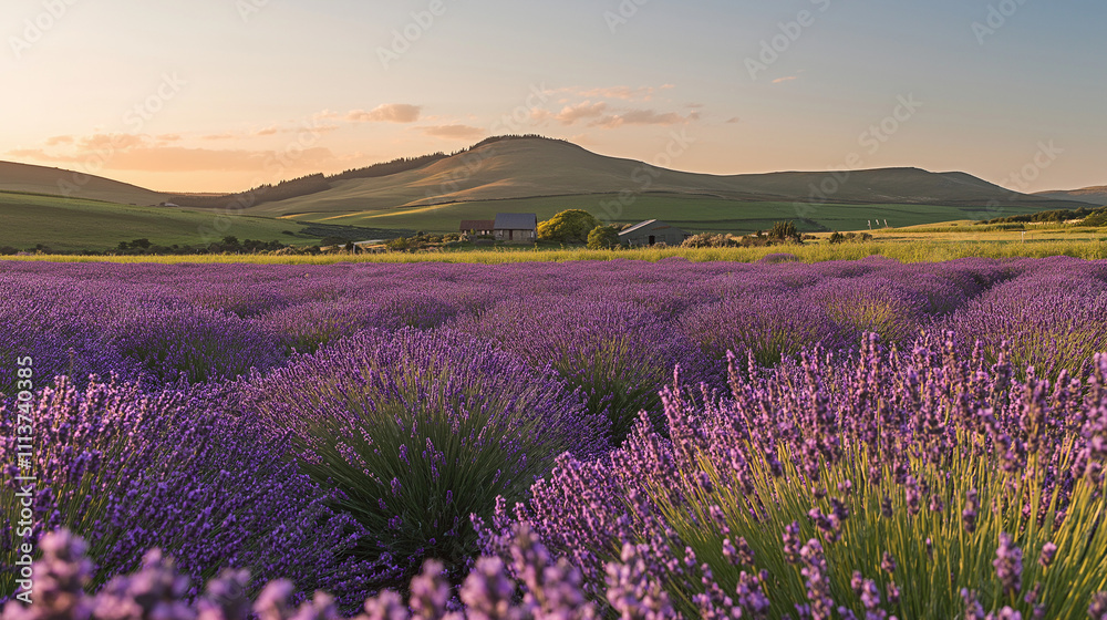 Fototapeta premium lavender field at sunset