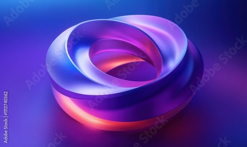 Futuristic 3D Gradient Logo Design with Minimalist Spiral Shape and Soft Purple Blue Lighting