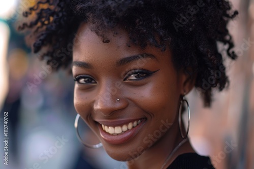 Close up portrait of an attractive african american woman smiling