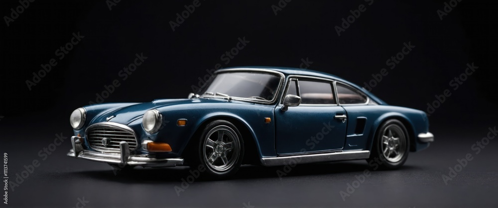 A sleek miniature model car on a black background for collectors and decor A sleek miniature model car on a black background for collectors and decor