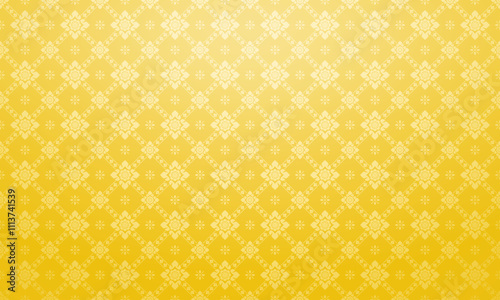 Luxury Thai pattern Golden background vector illustration. Lai Thai floral element pattern. Bright yellow gold theme