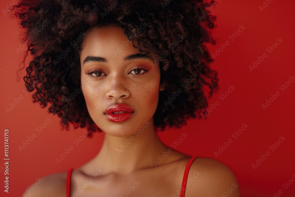 Stylish Afro American model poses with makeup and hairstyle. Stylish Afro American model poses with makeup and hairstyle.