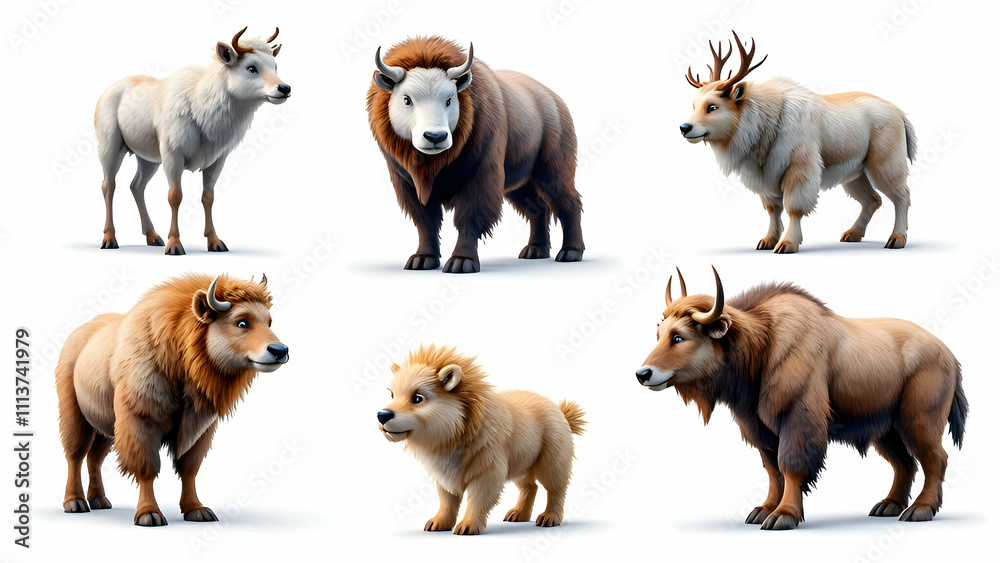 Obraz premium Tundra animal set isolated on white