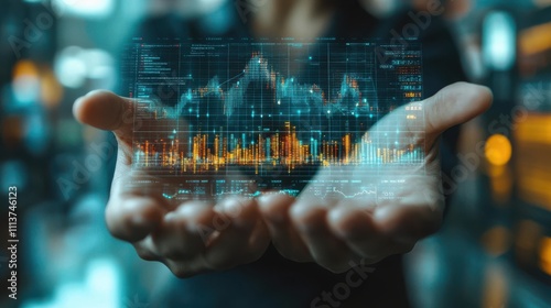 marketing business growth concept business graph analysis business development to success financial plan and strategy person holding percentage growth graph on virtual scree
