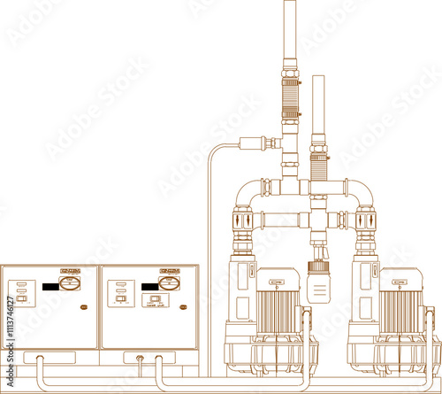 Cuadro en lienzo vector sketch illustration silhouette detailed design Medical Gas Pipes Riser Di