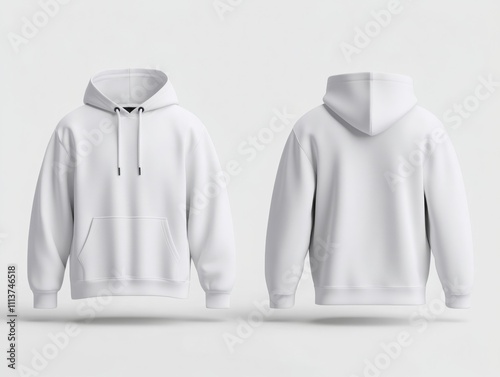 white  pullover hoodie with drawstring mockup for men with front and back view. hoodie mock-up template .
