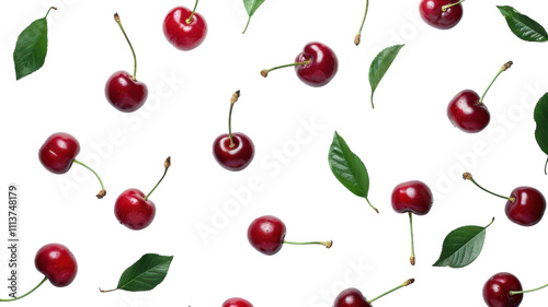 Vibrant and Fresh Delicious Cherries Isolated on White Background for Culinary and Health Related Uses