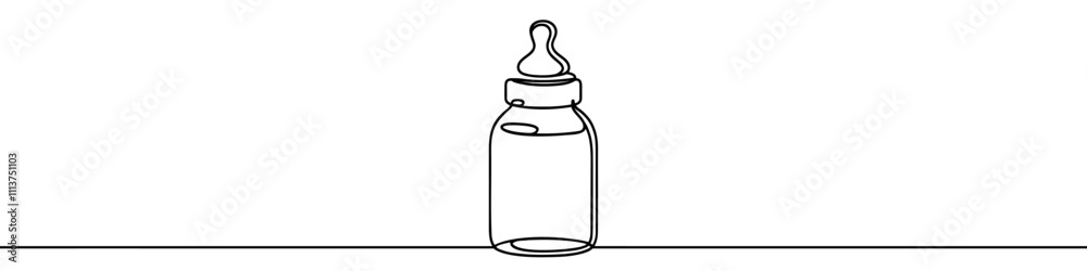 One continuous line illustration of a baby bottle, isolated on white background. Line art of baby bottle One continuous line illustration of a baby bottle, isolated on white background. Line art of baby bottle