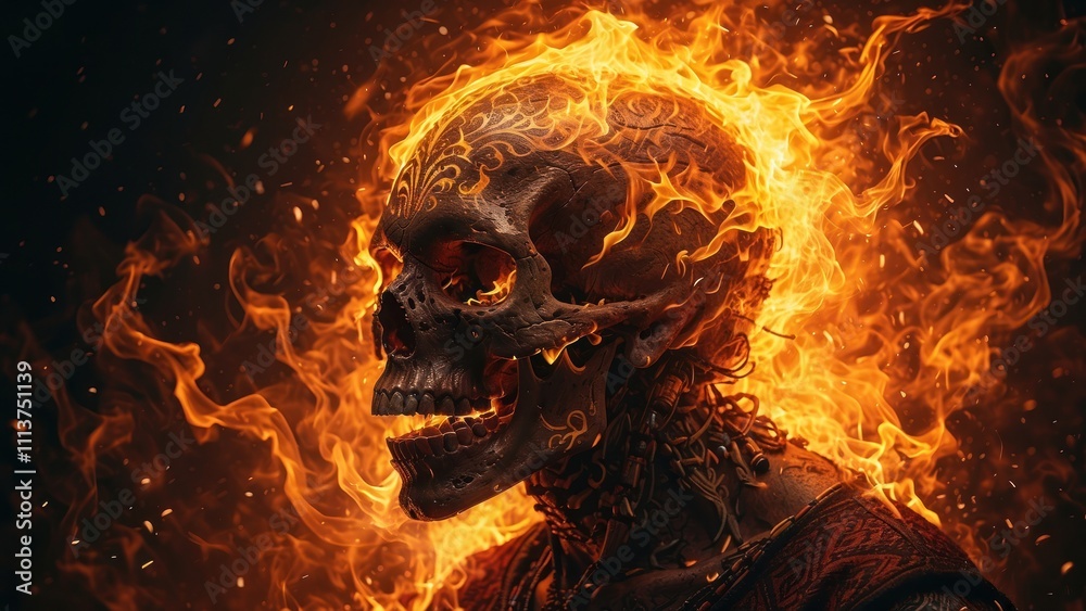 Fiery Skull Wallpaper Flames of Mortality and Power Fiery Skull Wallpaper Flames of Mortality and Power