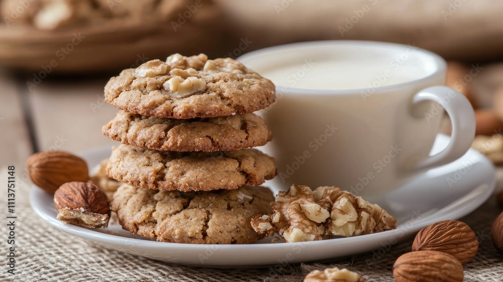 Delicious Walnut Cookies with Milk and Almonds Delicious Walnut Cookies with Milk and Almonds