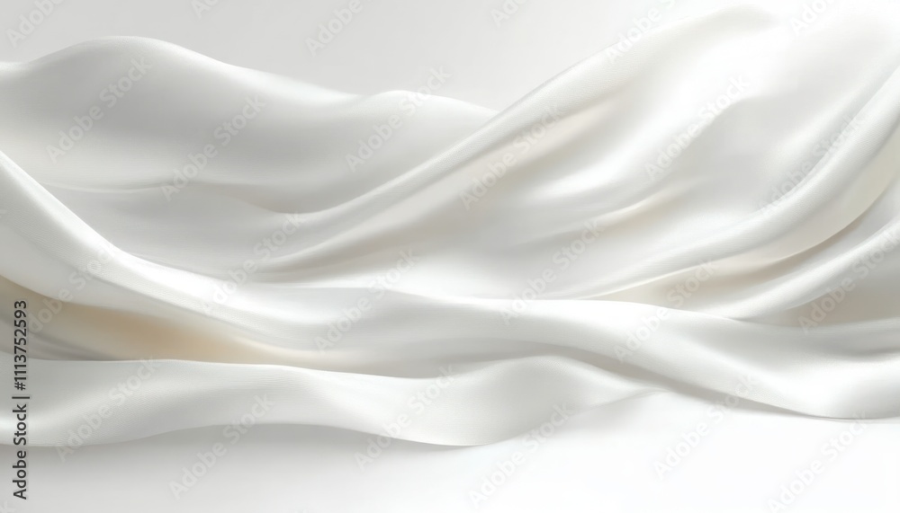 Obraz premium Abstract Flowing White Fabric Composition Minimalist Natural Light Texture Curves