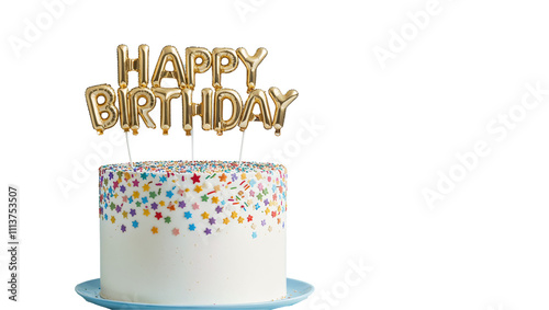 birthday cake with happy birthday text isolated on white transparent png background 