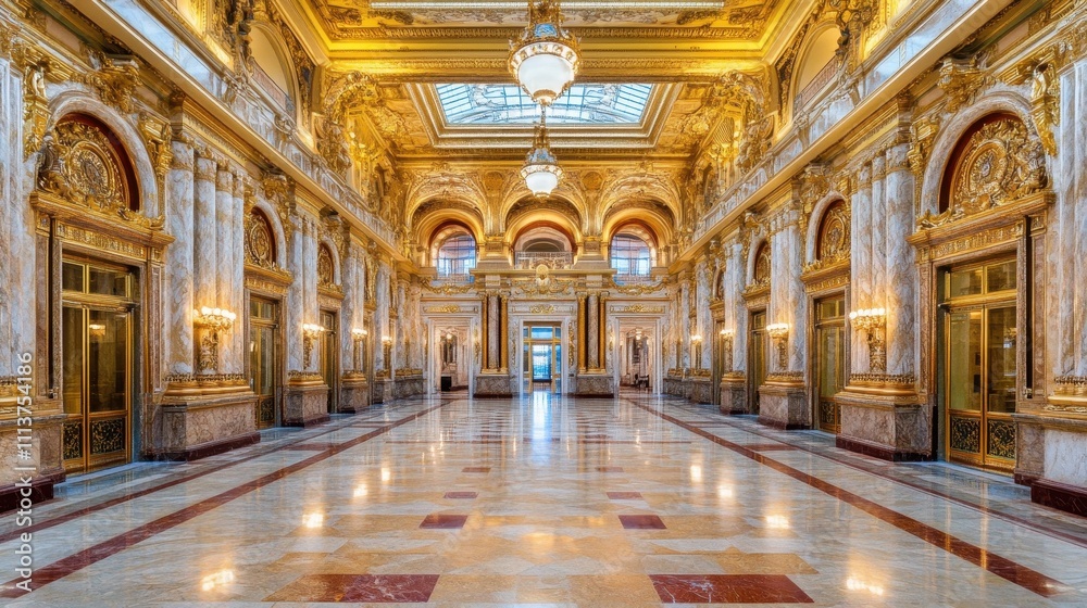 Opulent Marble Hall in a Historic European Palace Opulent Marble Hall in a Historic European Palace