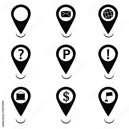 Map Pins and Locations set vector illustration

