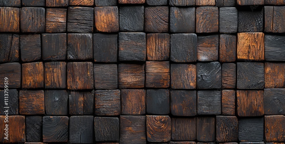 Aged walls and baseboards, a modern realistic illustration. Darkened wooden floor and wall with a realistic plank texture. Empty room background.