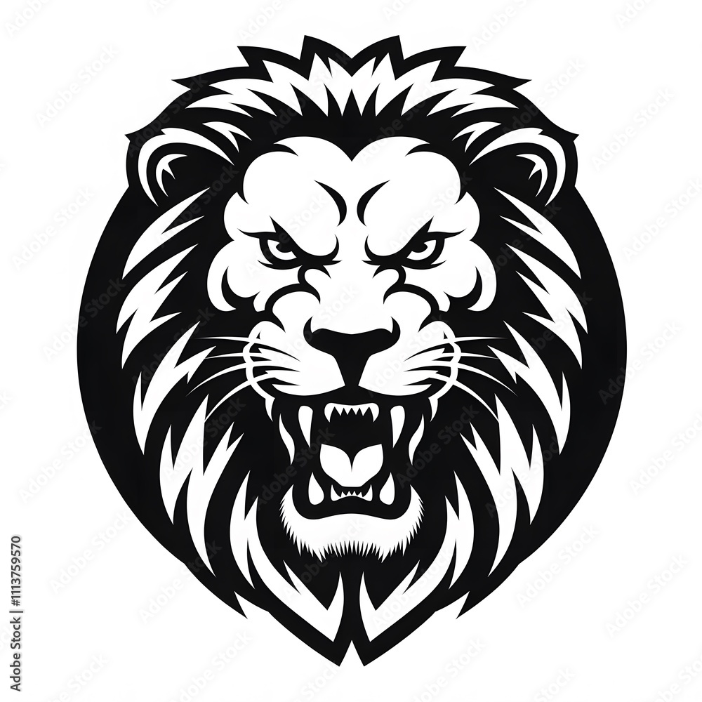 Obraz premium Roaring lion logo on white background