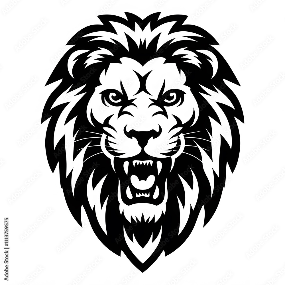 Fototapeta premium Roaring lion logo on white background